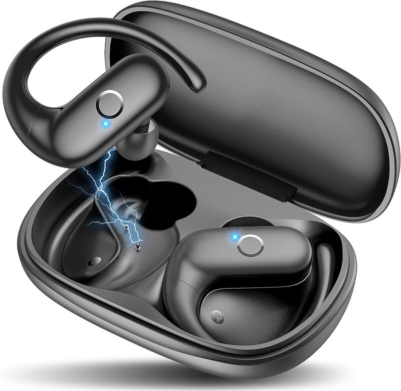 MOZOTER Wireless Earbuds Bluetooth Headphones Sport,Over Ear Buds with Deep Bass Sound,60Hr Playtime Earphones Redesigned Comfort Fit with Earhooks for Running,Meeting,Workout-Black - Image 1